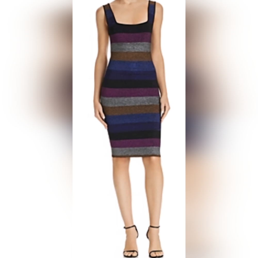 Ronny Kobo Collection | Dresses | Ronny Kobo Multicolor Striped Knit Rainbow Metallic Bodycon Dress M